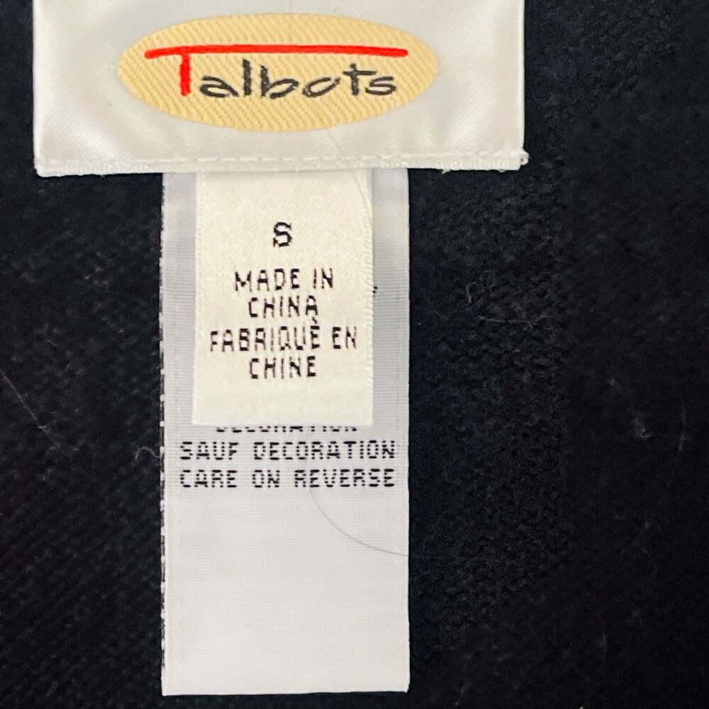 Talbots Black 100% Cotton Cardigan Sweater with Sequin and Bead Trim - Picture 5 of 8